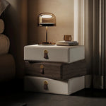 モダンデザインナイトテーブル | 多層板製 PUレザー仕上げ | スタイリッシュな収納解決策 fhx-4579