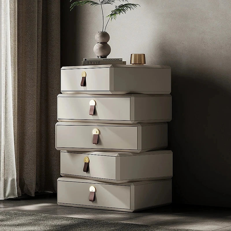 モダンデザインナイトテーブル | 多層板製 PUレザー仕上げ | スタイリッシュな収納解決策 fhx-4579