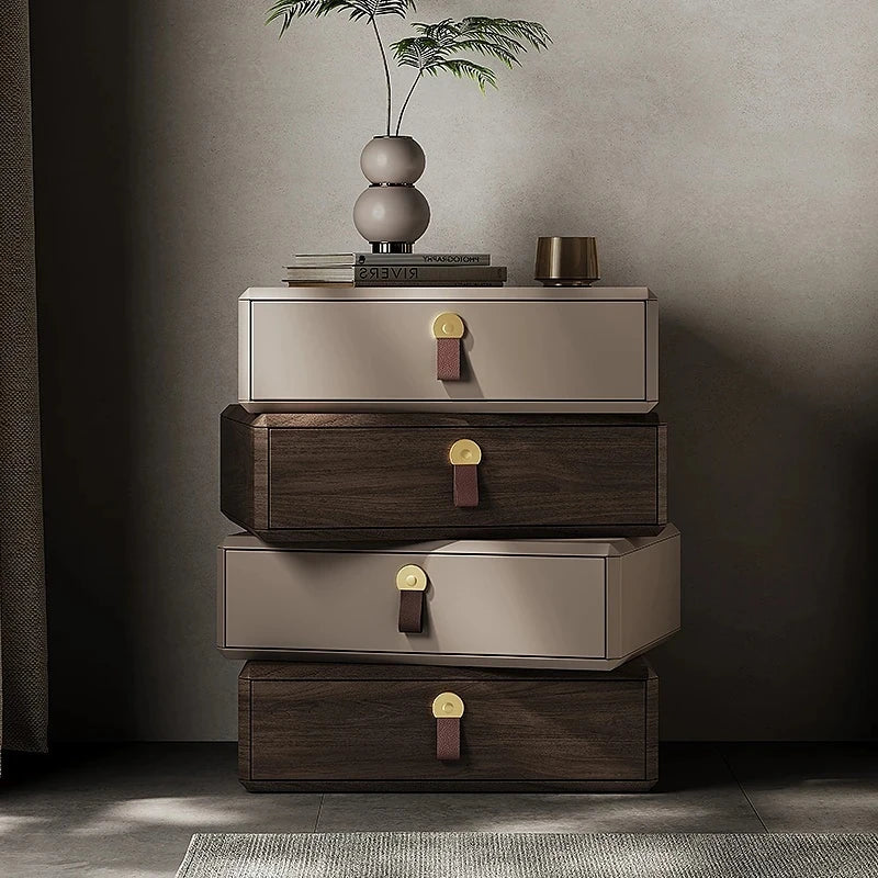 モダンデザインナイトテーブル | 多層板製 PUレザー仕上げ | スタイリッシュな収納解決策 fhx-4579