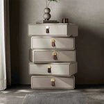 モダンデザインナイトテーブル | 多層板製 PUレザー仕上げ | スタイリッシュな収納解決策 fhx-4579