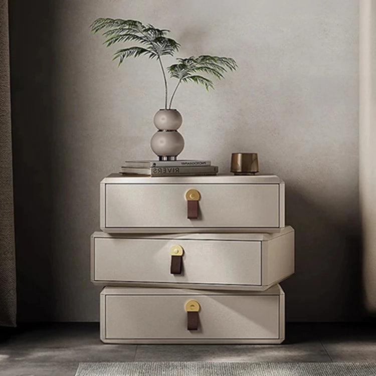 モダンデザインナイトテーブル | 多層板製 PUレザー仕上げ | スタイリッシュな収納解決策 fhx-4579