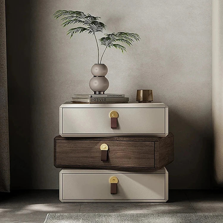 モダンデザインナイトテーブル | 多層板製 PUレザー仕上げ | スタイリッシュな収納解決策 fhx-4579