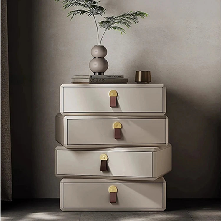 モダンデザインナイトテーブル | 多層板製 PUレザー仕上げ | スタイリッシュな収納解決策 fhx-4579