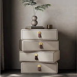 モダンデザインナイトテーブル | 多層板製 PUレザー仕上げ | スタイリッシュな収納解決策 fhx-4579