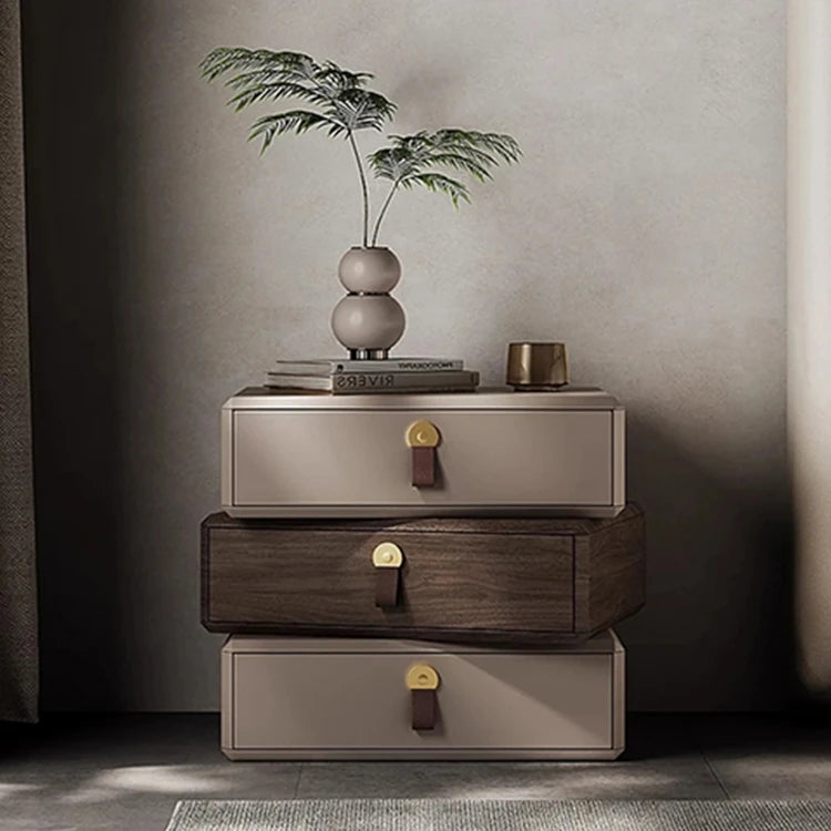 モダンデザインナイトテーブル | 多層板製 PUレザー仕上げ | スタイリッシュな収納解決策 fhx-4579