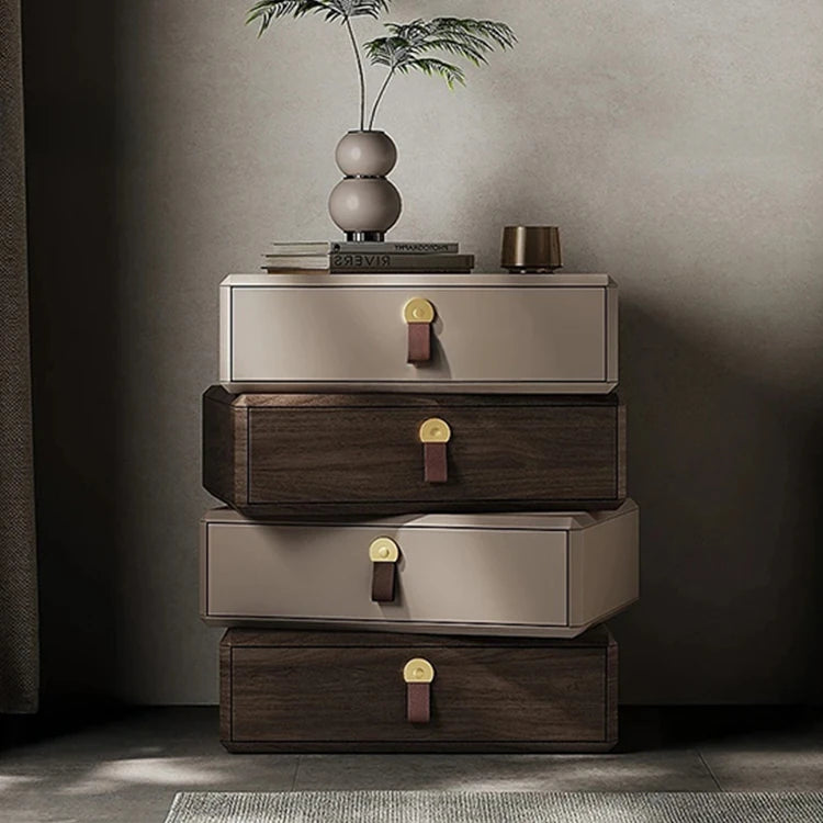 モダンデザインナイトテーブル | 多層板製 PUレザー仕上げ | スタイリッシュな収納解決策 fhx-4579