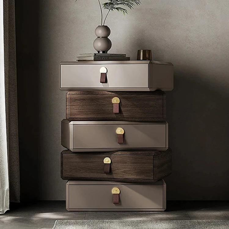 モダンデザインナイトテーブル | 多層板製 PUレザー仕上げ | スタイリッシュな収納解決策 fhx-4579