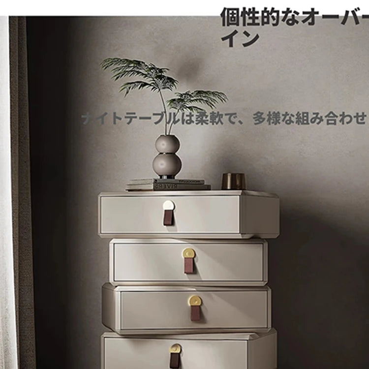 モダンデザインナイトテーブル | 多層板製 PUレザー仕上げ | スタイリッシュな収納解決策 fhx-4579