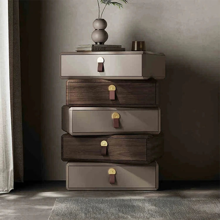 モダンデザインナイトテーブル | 多層板製 PUレザー仕上げ | スタイリッシュな収納解決策 fhx-4579