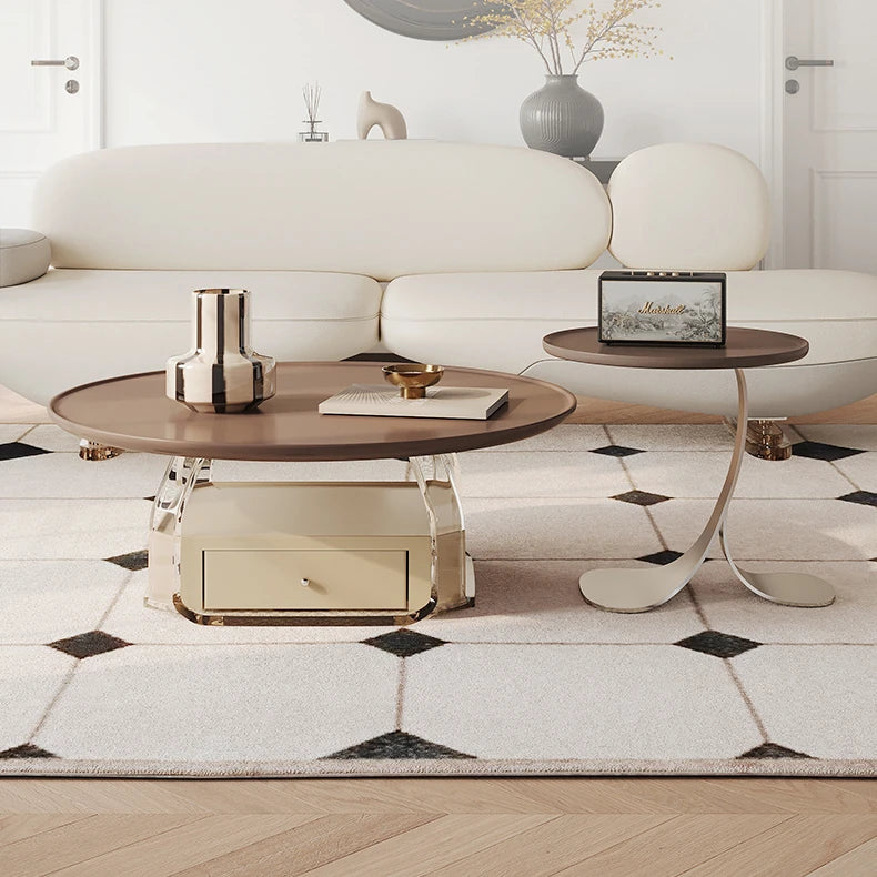 モダンデザインのステンレス&アクリル センターテーブル - ワイドサイズ100cm fif-4521