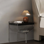 アッシュ材とアクリルのモダンナイトテーブル|スタイリッシュな追加家具 fif-4523