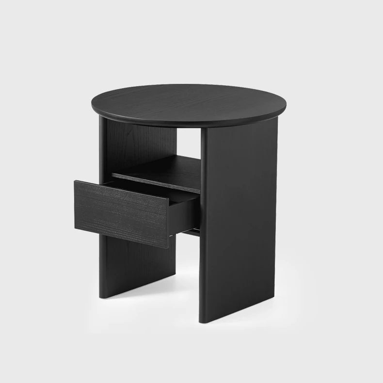 モダンデザイン!多層板ラウンドナイトテーブル - ベッドサイドに最適 fif-4525