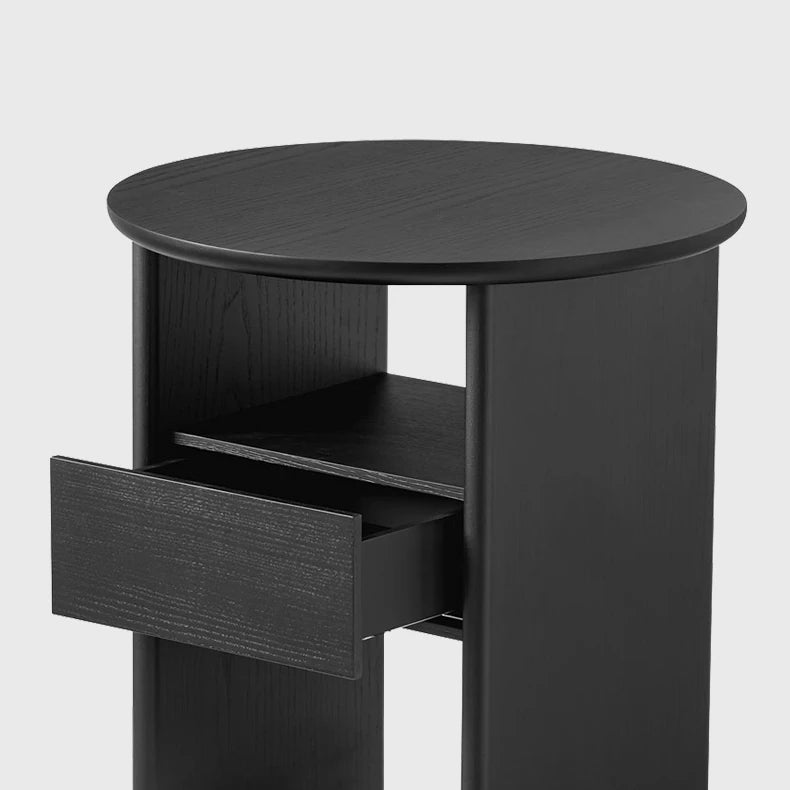 モダンデザイン!多層板ラウンドナイトテーブル - ベッドサイドに最適 fif-4525