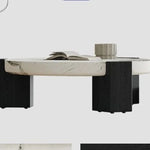 ラグジュアリーデザインの大理石センターテーブル|強化ガラスと木製スタンドのコンビネーションで洗練されたインテリアを演出 fjd-4680