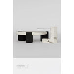 ラグジュアリーデザインの大理石センターテーブル|強化ガラスと木製スタンドのコンビネーションで洗練されたインテリアを演出 fjd-4680