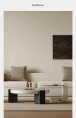 ラグジュアリーデザインの大理石センターテーブル|強化ガラスと木製スタンドのコンビネーションで洗練されたインテリアを演出 fjd-4680