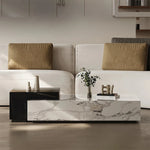 モダンデザイン センターテーブル 石材製 パインウッド風 リビングルーム用 高級感あふれるおしゃれなインテリア fjd-4683