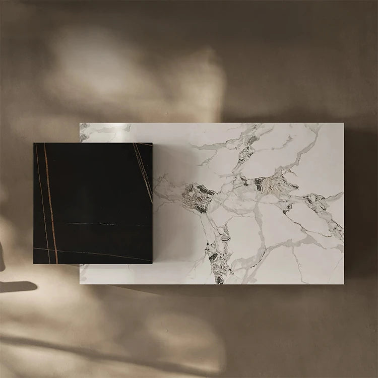 モダンデザイン センターテーブル 石材製 パインウッド風 リビングルーム用 高級感あふれるおしゃれなインテリア fjd-4683