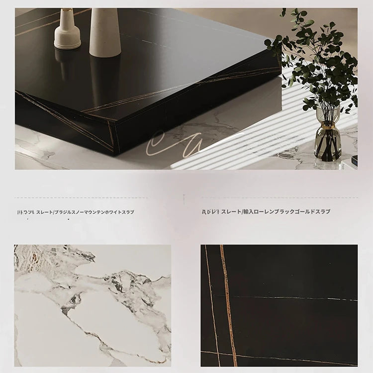 モダンデザイン センターテーブル 石材製 パインウッド風 リビングルーム用 高級感あふれるおしゃれなインテリア fjd-4683