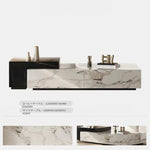 モダンデザイン センターテーブル 石材製 パインウッド風 リビングルーム用 高級感あふれるおしゃれなインテリア fjd-4683