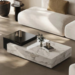モダンデザイン センターテーブル 石材製 パインウッド風 リビングルーム用 高級感あふれるおしゃれなインテリア fjd-4683