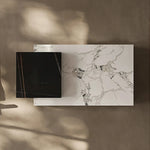 モダンデザイン センターテーブル 石材製 パインウッド風 リビングルーム用 高級感あふれるおしゃれなインテリア fjd-4683