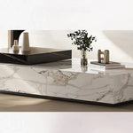 モダンデザイン センターテーブル 石材製 パインウッド風 リビングルーム用 高級感あふれるおしゃれなインテリア fjd-4683
