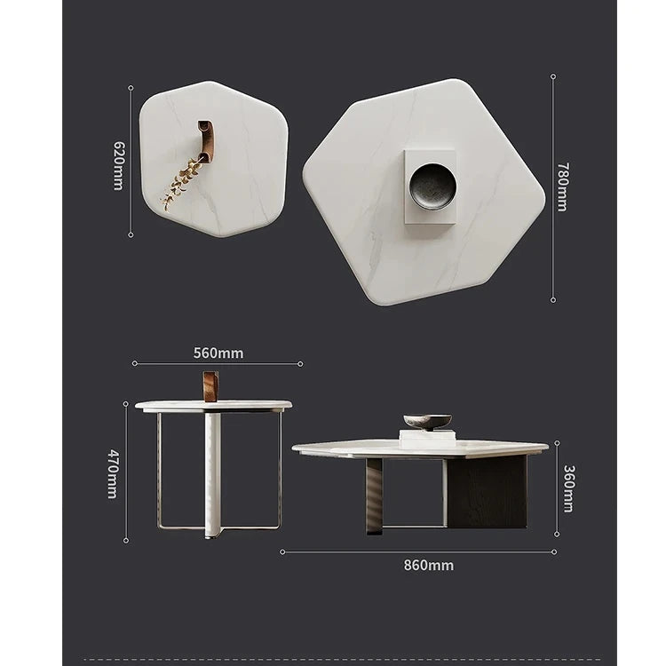 モダンデザイン石製センターテーブル|リビングルームを引き立てる洗練されたインテリアアイテム fjd-4686