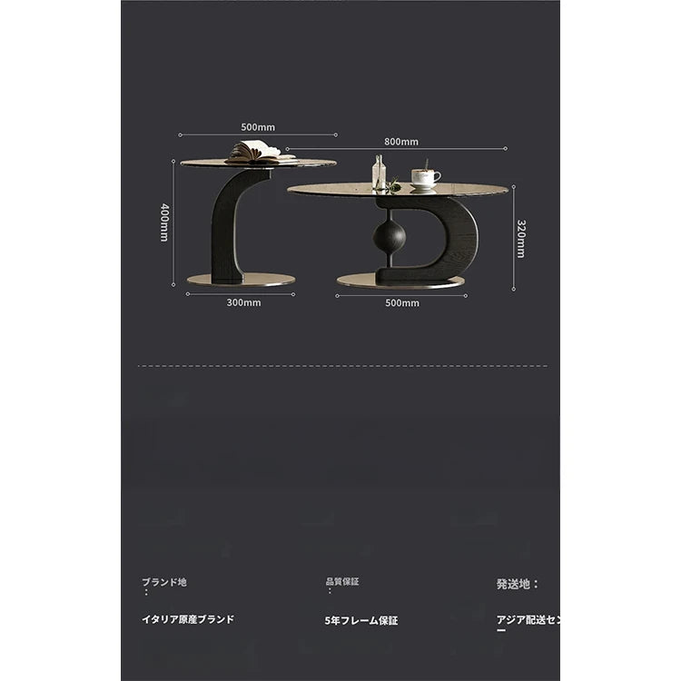 センターテーブル 強化ガラス アッシュ材 ステンレス製 おしゃれなデザイン 丸型2点セット モダンリビングに最適 fjd-4688