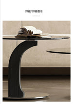 センターテーブル 強化ガラス アッシュ材 ステンレス製 おしゃれなデザイン 丸型2点セット モダンリビングに最適 fjd-4688