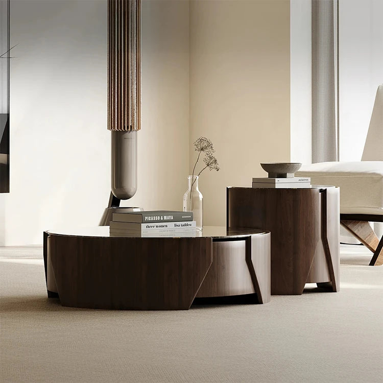 モダンデザインの石製センターテーブル - スタイリッシュなリビング空間を演出する家具 fjd-4690