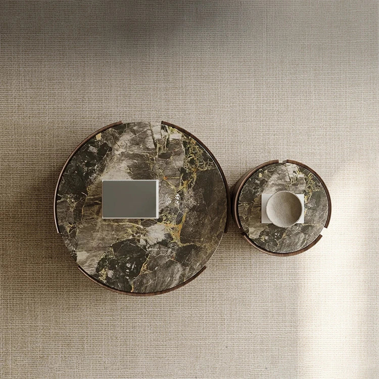 モダンデザインの石製センターテーブル - スタイリッシュなリビング空間を演出する家具 fjd-4690