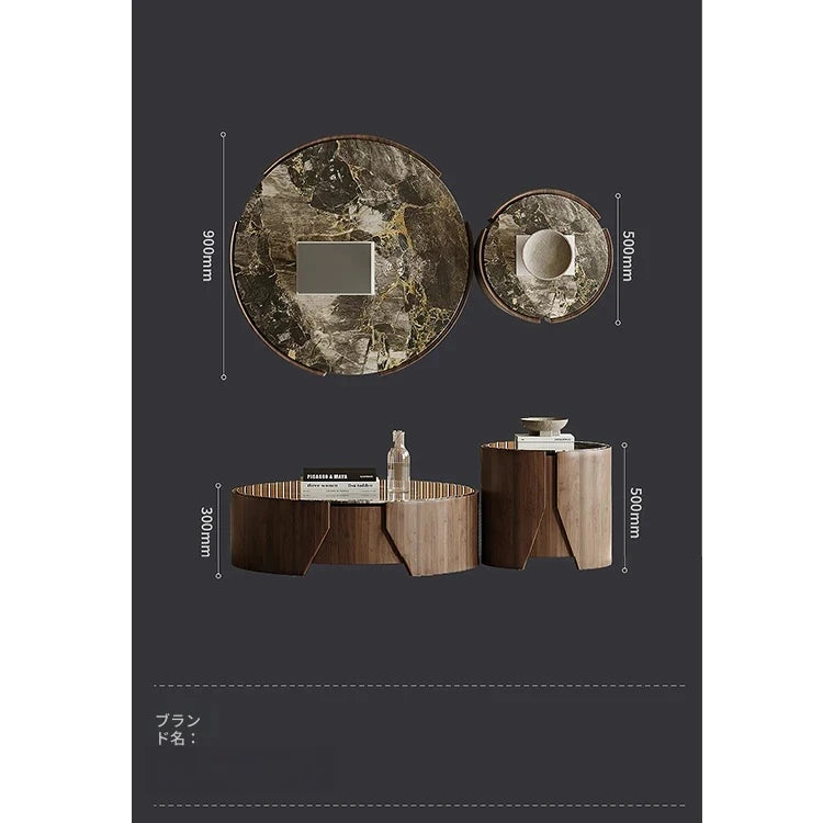 モダンデザインの石製センターテーブル - スタイリッシュなリビング空間を演出する家具 fjd-4690