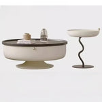 センターテーブル パイン材ステンレス製 モダンデザイン 引き出し付き おしゃれなリビング家具 fjd-4692