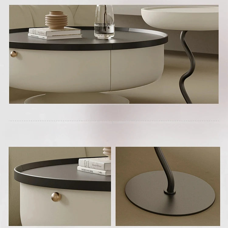 センターテーブル パイン材ステンレス製 モダンデザイン 引き出し付き おしゃれなリビング家具 fjd-4692