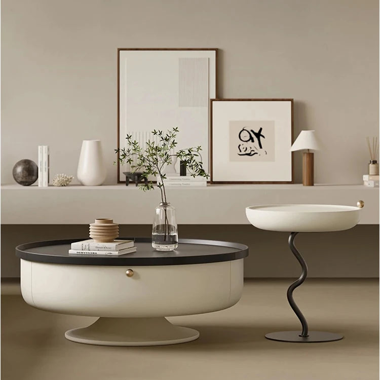 センターテーブル パイン材ステンレス製 モダンデザイン 引き出し付き おしゃれなリビング家具 fjd-4692