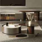 モダンデザインのセラミックガラスセンターテーブル - おしゃれなリビング空間を演出する高級インテリア家具 fjd-4693