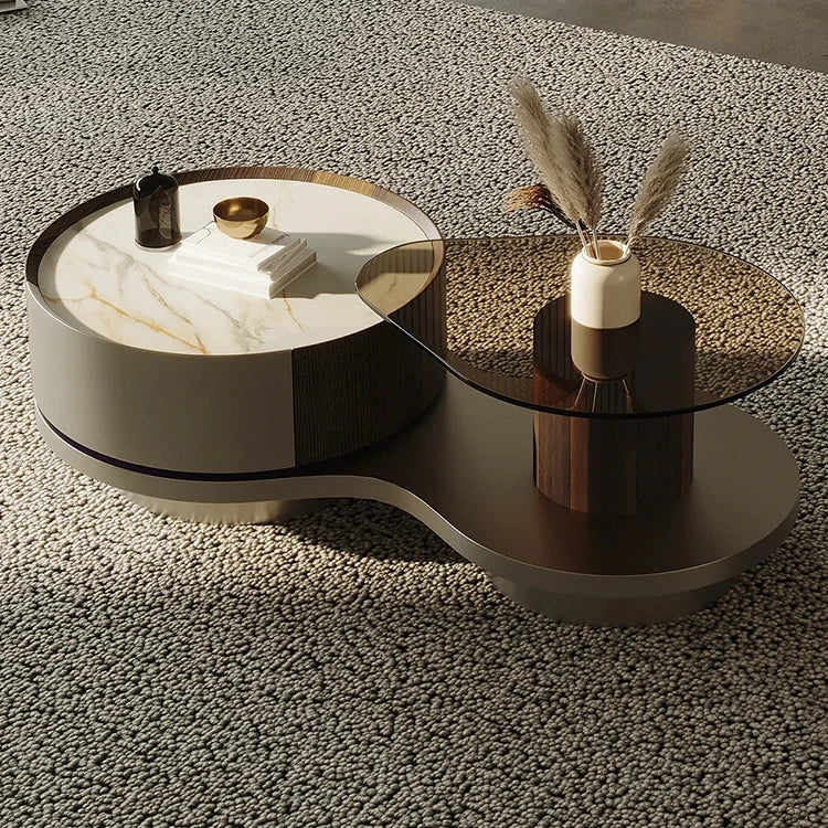 モダンデザインのセラミックガラスセンターテーブル - おしゃれなリビング空間を演出する高級インテリア家具 fjd-4693
