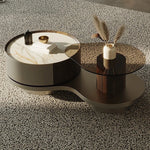 モダンデザインのセラミックガラスセンターテーブル - おしゃれなリビング空間を演出する高級インテリア家具 fjd-4693