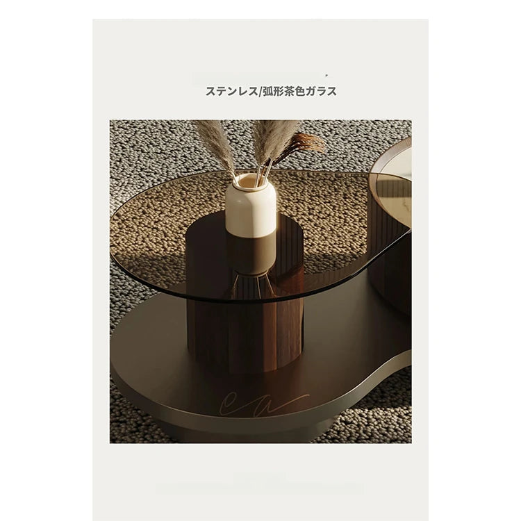 モダンデザインのセラミックガラスセンターテーブル - おしゃれなリビング空間を演出する高級インテリア家具 fjd-4693