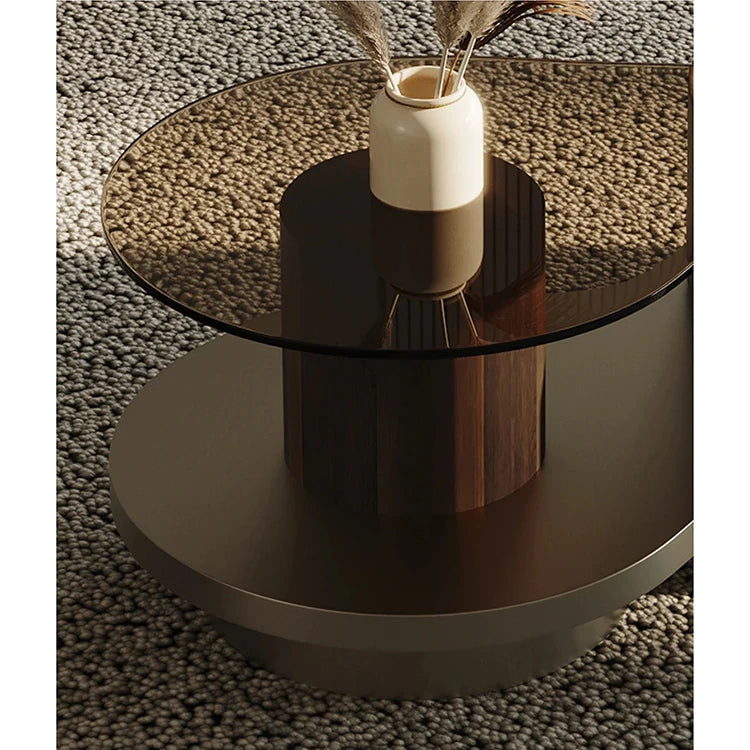 モダンデザインのセラミックガラスセンターテーブル - おしゃれなリビング空間を演出する高級インテリア家具 fjd-4693