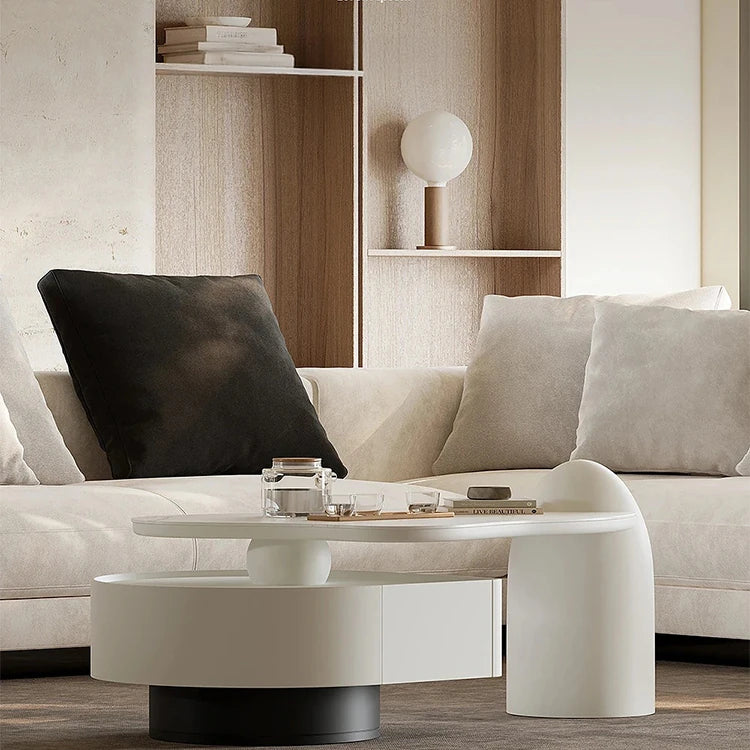 モダンセラミックパインセンターテーブル|スタイリッシュなリビング空間を演出|収納付きデザイン fjd-4695