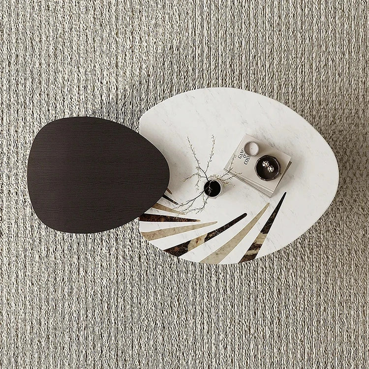 センターテーブル 石材 強化ガラス モダンデザイン 高級感あふれるインテリア家具 fjd-4697