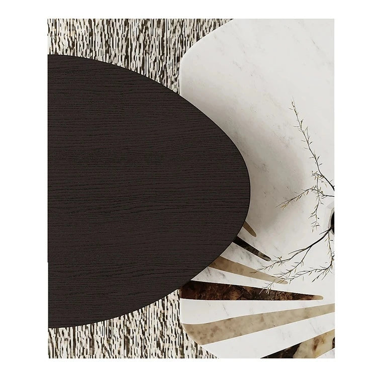 センターテーブル 石材 強化ガラス モダンデザイン 高級感あふれるインテリア家具 fjd-4697