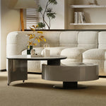 モダンセンターテーブル 石材×強化ガラス×パイン材の魅力的デザイン【リビングに最適】 fjd-4704