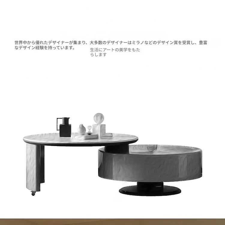 モダンセンターテーブル 石材×強化ガラス×パイン材の魅力的デザイン【リビングに最適】 fjd-4704