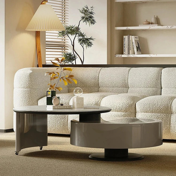 モダンセンターテーブル 石材×強化ガラス×パイン材の魅力的デザイン【リビングに最適】 fjd-4704