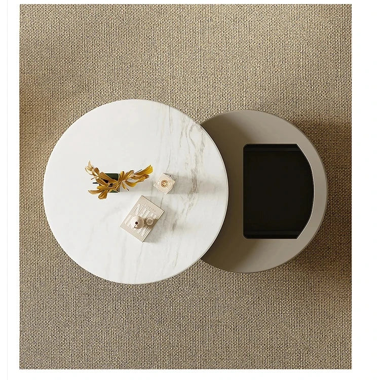 モダンセンターテーブル 石材×強化ガラス×パイン材の魅力的デザイン【リビングに最適】 fjd-4704