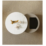 モダンセンターテーブル 石材×強化ガラス×パイン材の魅力的デザイン【リビングに最適】 fjd-4704