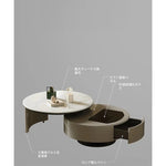 モダンセンターテーブル 石材×強化ガラス×パイン材の魅力的デザイン【リビングに最適】 fjd-4704